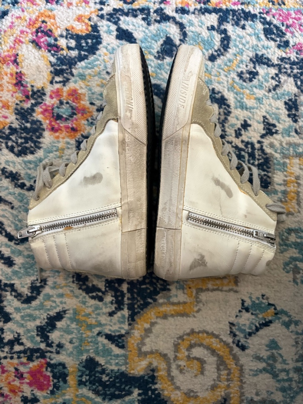 Golden Goose White and Gold High-Top Slide Sneakers - Picture 10 of 11